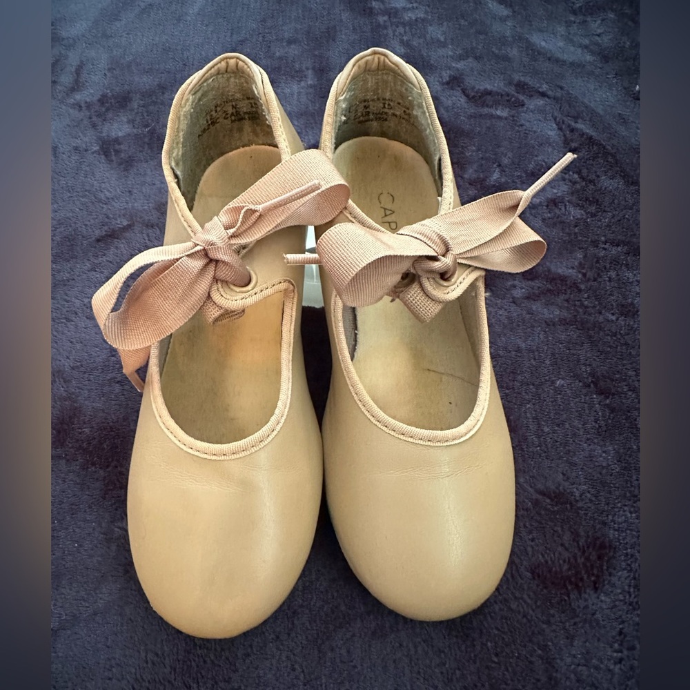 Capezio Tan Tap Shoes with Ribbon - Picture 1 of 8